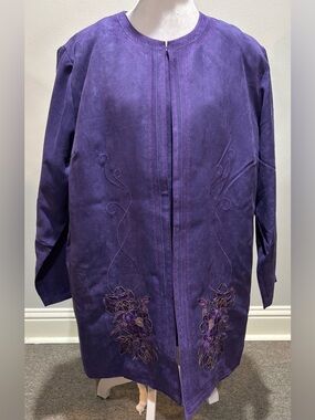 Maggie Sweet purple embroidered jacket & tank set size 1X